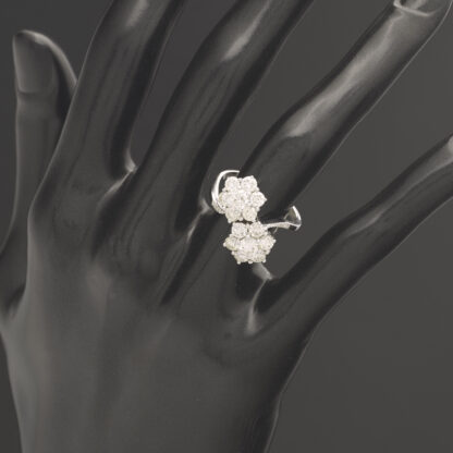 18ct White Gold 1.92ct Diamond Double Daisy Cluster Ring - Image 4