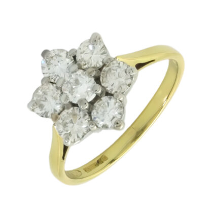 18ct Yellow Gold 1.00ct Diamond Flower Cluster Ring