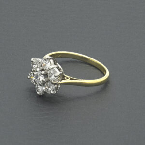 18ct Yellow Gold 1.00ct Diamond Flower Cluster Ring