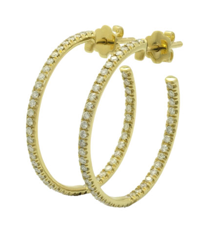 14ct Yellow Gold 0.70ct Diamond Hoop Earrings