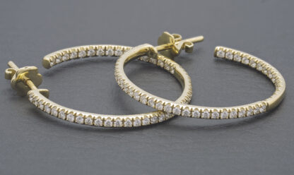 14ct Yellow Gold 0.70ct Diamond Hoop Earrings - Image 2