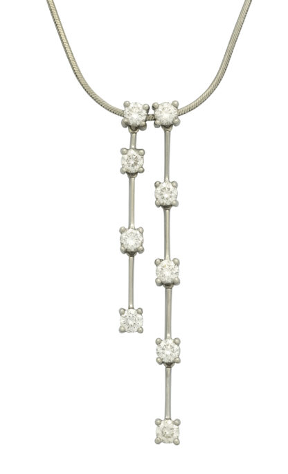 18ct White Gold 0.90ct Diamond Dropper Necklace 18"