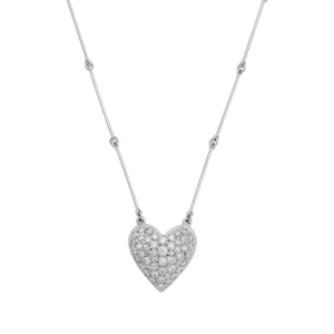 18ct White Gold 1.50ct Diamond Heart Necklace 16&#8221;