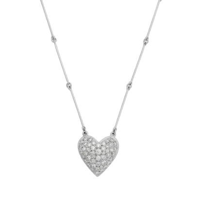 18ct White Gold 1.50ct Diamond Heart Necklace 16''