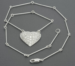 18ct White Gold 1.50ct Diamond Heart Necklace 16&#8221;