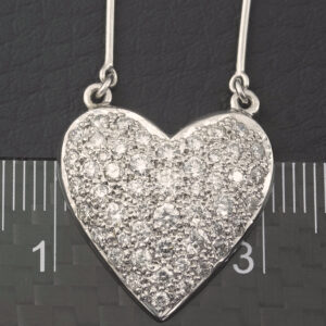 18ct White Gold 1.50ct Diamond Heart Necklace 16&#8221;