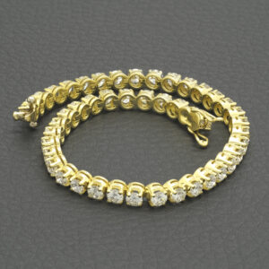 18ct Yellow Gold 6.90ct Diamond Line Bracelet 7&#8243; 2mm