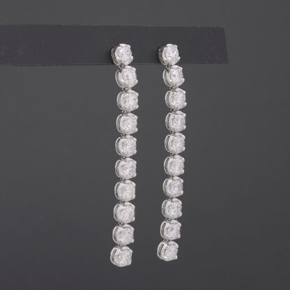 18ct White Gold 2.40ct Diamond Drop Earrings - Image 2