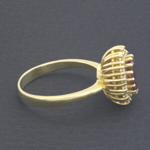 18ct Yellow Gold 0.25ct Diamond &#038; 1.00ct Ruby Cluster Ring