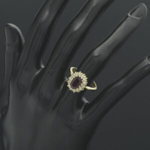 18ct Yellow Gold 0.25ct Diamond &#038; 1.00ct Ruby Cluster Ring
