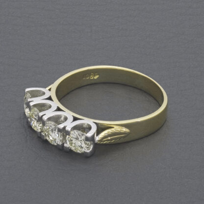 18ct Yellow Gold 1.18ct Diamond 4 Stone Ring - Image 4