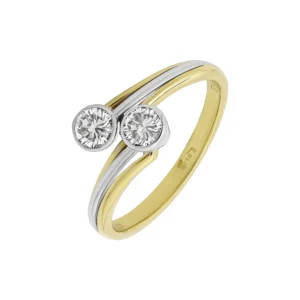 18ct Yellow Gold 0.34ct Diamond 2 Stone Ring