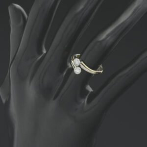 18ct Yellow Gold 0.34ct Diamond 2 Stone Ring