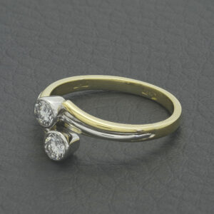 18ct Yellow Gold 0.34ct Diamond 2 Stone Ring