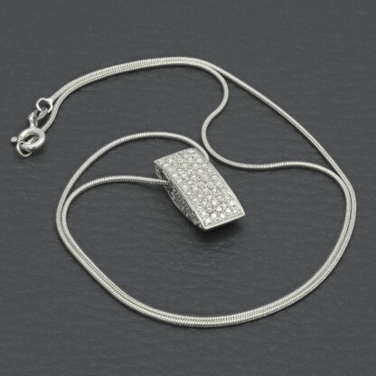 18ct White Gold Pave Set 0.60ct Diamond Necklace 16" - Image 4
