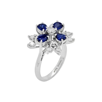 18ct White Gold 0.63ct Diamond & 1.48ct Sapphire Ring