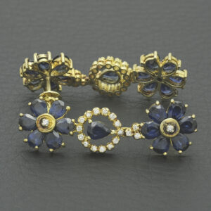 14ct Yellow Gold 0.18ct Diamond &#038; 4.60ct Sapphire Earrings