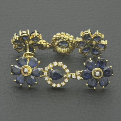 14ct Yellow Gold 0.18ct Diamond & 4.60ct Sapphire Earrings - Image 4