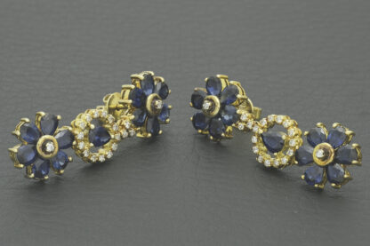 14ct Yellow Gold 0.18ct Diamond & 4.60ct Sapphire Earrings - Image 3