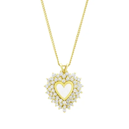 9ct Yellow Gold 2.50ct Champagne Diamond Heart Necklace 20"