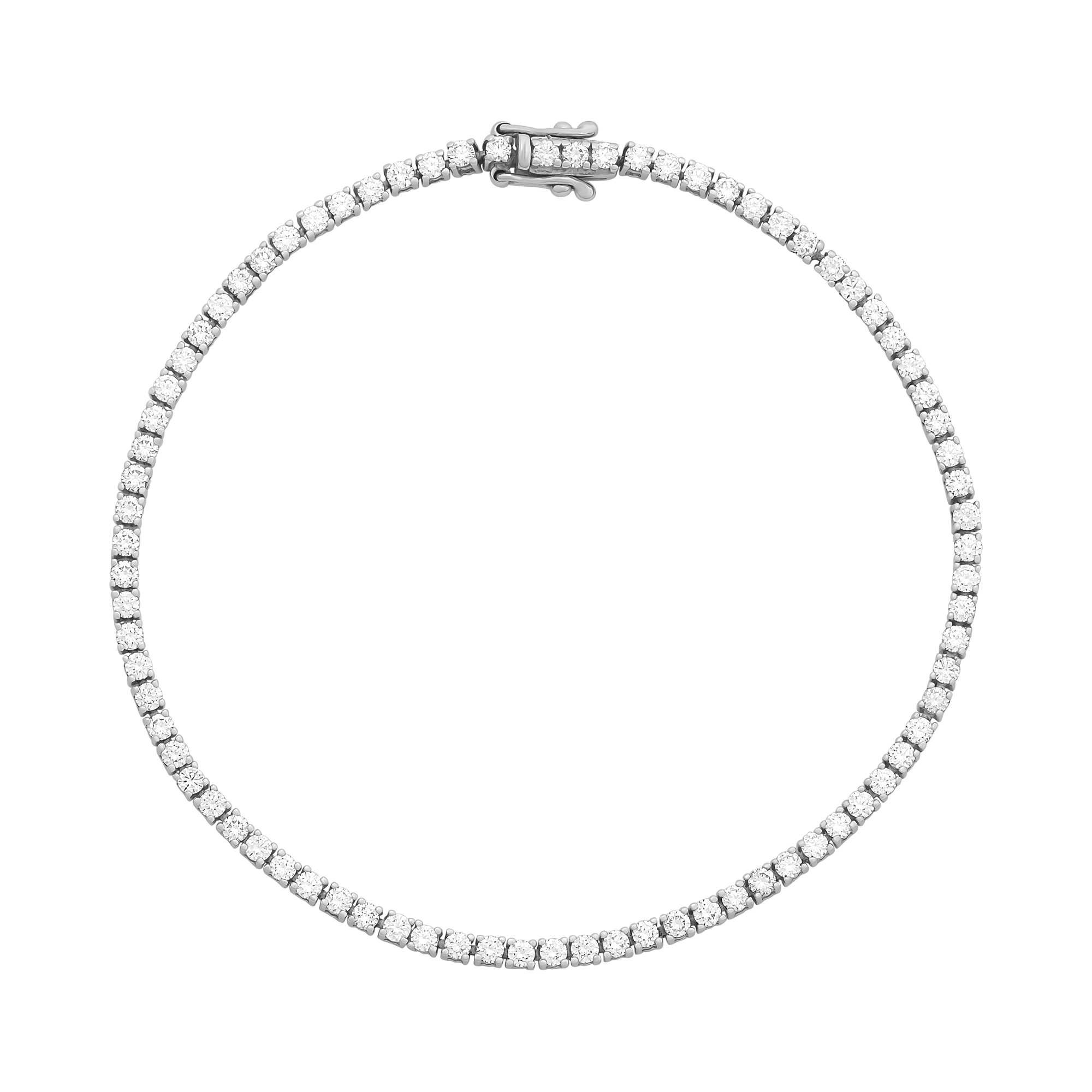 18ct White Gold 1.80ct Diamond Tennis Bracelet 7.5" 2mm
