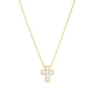 18ct Rose Gold 1.29ct Diamond Necklace &#038; Cross 17&#8243;