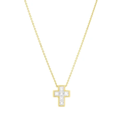 18ct Rose Gold 1.29ct Diamond Necklace & Cross 17"