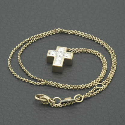 18ct Rose Gold 1.29ct Diamond Necklace & Cross 17" - Image 4