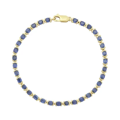 9ct Yellow Gold Sapphire Bracelet 7.5" 3.5mm