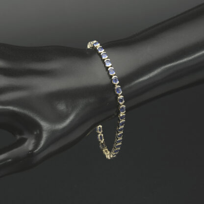 9ct Yellow Gold Sapphire Bracelet 7.5" 3.5mm - Image 3