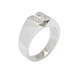 18ct White Gold 1.00ct Diamond Signet Ring