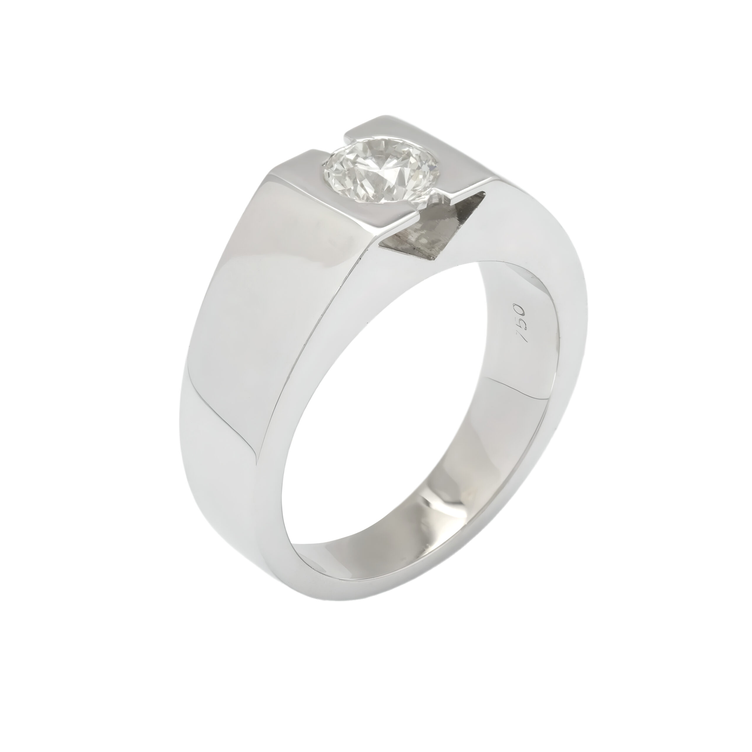 18ct White Gold 1.00ct Diamond Signet Ring
