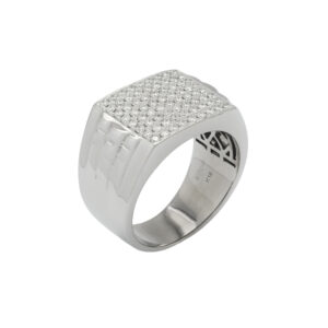 18ct White Gold 0.94ct Diamond Signet Ring