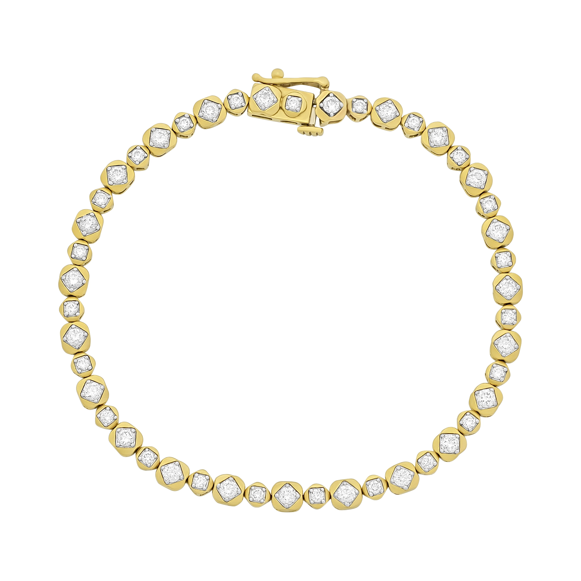 9ct Yellow Gold 1.84ct Diamond Tennis Bracelet 7.5'' 4mm