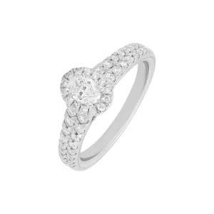 18ct White Gold 0.75ct Double Row Halo Ring