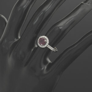 18ct White Gold 1.00ct Ruby &#038; 0.45ct Diamond Halo Ring