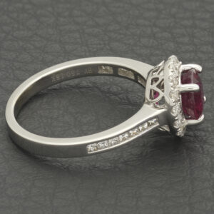 18ct White Gold 1.00ct Ruby &#038; 0.45ct Diamond Halo Ring