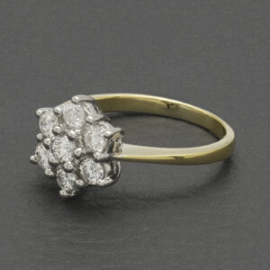 18ct Yellow Gold 1.00ct Diamond Daisy Cluster Ring