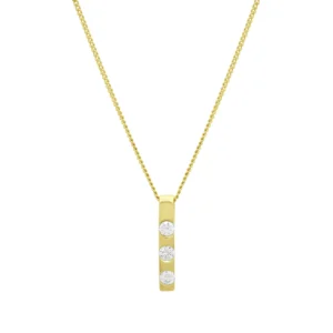 18ct Yellow Gold 0.51ct Diamond 3 Stone Necklace 16″