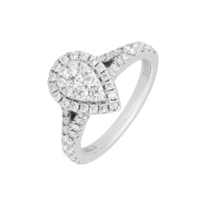18ct White Gold 0.70ct Diamond Pear Halo Ring