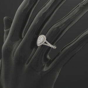 18ct White Gold 0.70ct Diamond Pear Halo Ring
