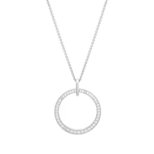 18ct White Gold 0.58ct Diamond Circle Necklace 18&#8243;
