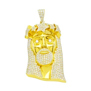 9ct Yellow Gold 5.00ct Diamond Jesus Head Pendant
