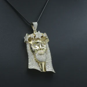 9ct Yellow Gold 5.00ct Diamond Jesus Head Pendant