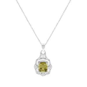 18ct White Gold 0.37ct Diamond & 4.00ct Csarite Necklace 18″ 1mm