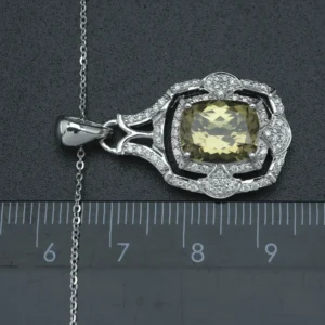 18ct White Gold 0.37ct Diamond & 4.00ct Csarite Necklace 18″ 1mm