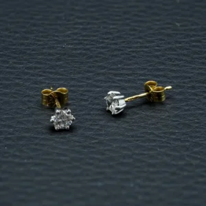 18ct Yellow & White Gold 0.50ct Diamond Solitaire Stud Earrings