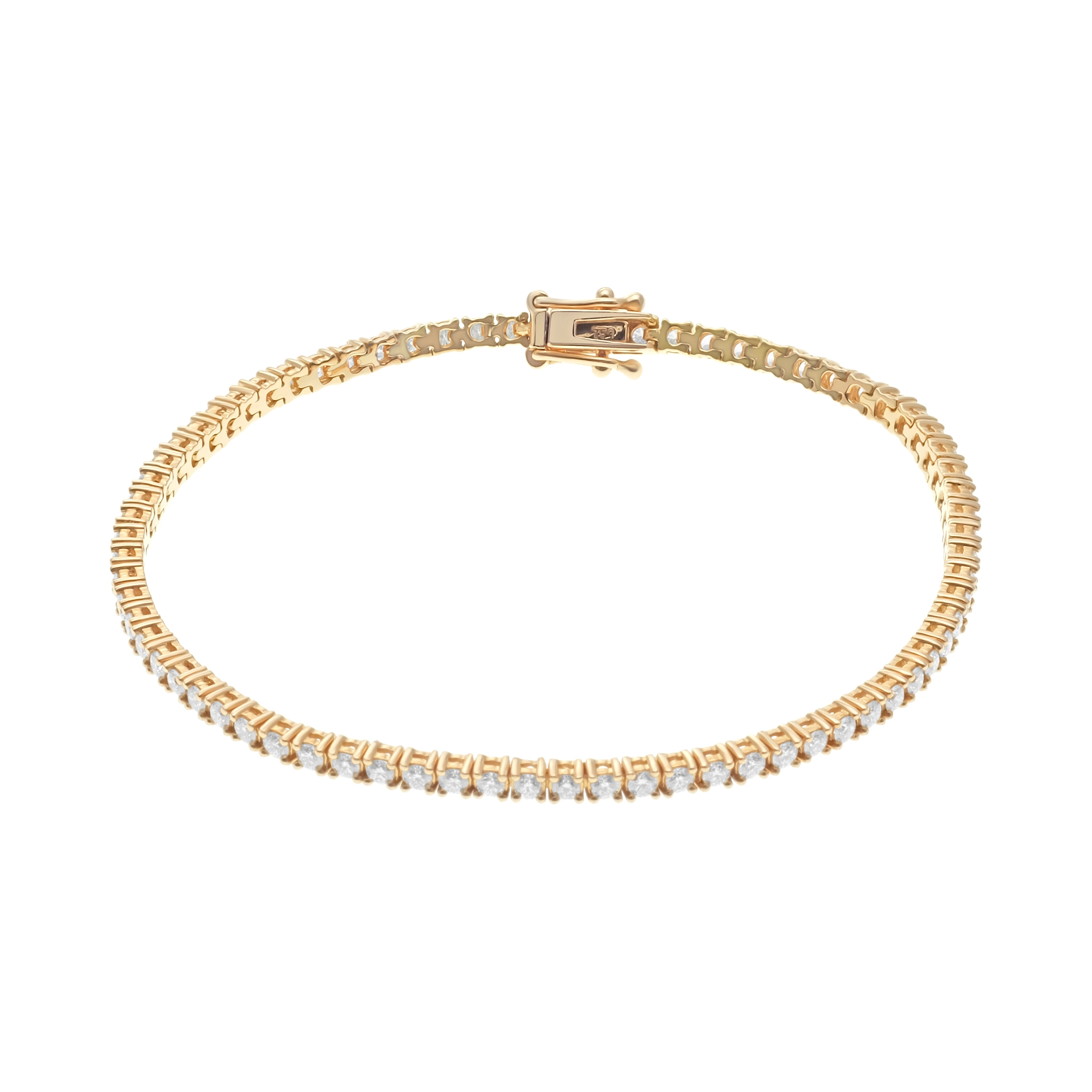 18ct Rose Gold 2.16ct Diamond Tennis Bracelet 6.5" 2.5mm