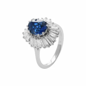 18ct White Gold 3.07ct Sapphire And 1.70ct Diamond Cluster Ring