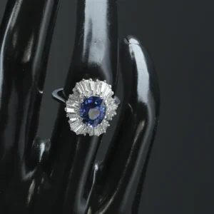 18ct White Gold 3.07ct Sapphire And 1.70ct Diamond Cluster Ring
